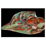 Polychrome Art Glass Leaf-Shaped Dish