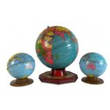 Three Vintage Ohio Art and J. Chein World Globes