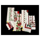 Eight Vintage Mid-Century Printed Christmas Linens
