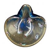 Murrine and Gold Aventurine Art Glass Bowl
