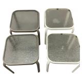 Four 17" Bronze and White Outdoor Glass Tables