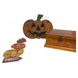 Three Pieces of Autumn Decor and Whisky Crate
