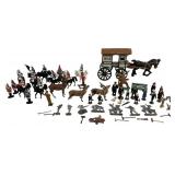 Assortment of Vintage Metal Toys and Milk Wagon