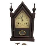 Antique American Wood Steeple Mantel Clock