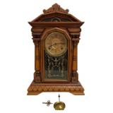 E. Ingraham Oak Gingerbread Mantel Clock