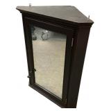 Black Mirrored Corner Wall Cabinet 30 x 25 x 13