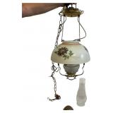 Hand-painted glass parlor lamp c. 1970