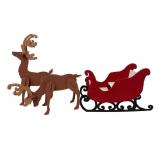 Three-Piece Wooden Reindeer and Sleigh Set