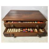 Victorian Oak 2-Drawer Spool Cabinet w/ 200+ Spool