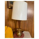 Walnut, Brass MCM Table Lamps, Pair c. 1960s