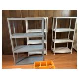 Trio of 4-Tier Plastic Storage Shelves, Gray/White