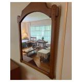 Antique Asymmetrical Wood Framed Wall Mirror