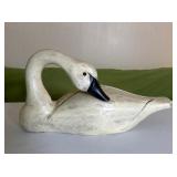 Large Hand-Carved Wood Swan Decoy