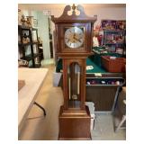 Tempus Fugit Oak Floor Clock, Brass Dial c. 1970