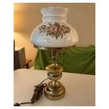 Floral Milk Glass Hurricane Table Lamp