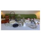Group of Lane Cedar Box, Tin, and Tableware