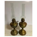 Lovell & Co., Pair of Brass Oil Lamps, 1888