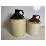 Two-Tone Stoneware Shoulder Jugs, Pair, c. 1900