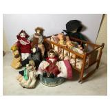 Collection of Dolls | Rocking Cradle & Jasper Tin