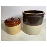 American two-tone stoneware crock and jar