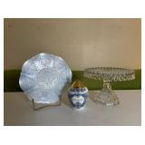 Trio of Macbeth Evans, Fostoria, and Delft Wares