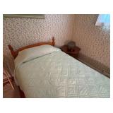 Maple Twin Bed, Octagonal Table, and Hassock