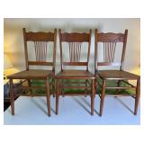 Three Antique Press Back Cane Seat Side Chairs