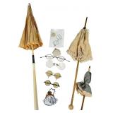 Antique French Doll Parasol, Glasses & Purses