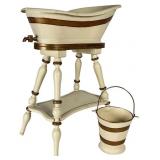 Victorian Doll Bath & Stand, 3 Pc