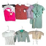 Collection of 7 Hand-Knit baby/ large Doll Outfits