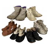 6 Pairs of Antique Leather Baby & Doll Shoes