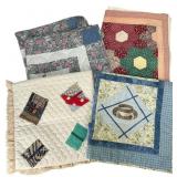 4 Hand Sewn Wall Quilts & Textile Hangings