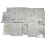 12 Early Embroidered & Crochet Baby & Doll Bibs