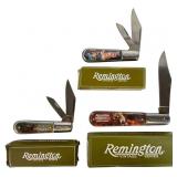 A Trio of Remington Vintage Series Barlow Knives