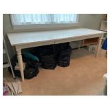 Large White Work Table with Turned Legs