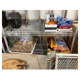 Assorted Games, Garden Items, and Wood Slabs