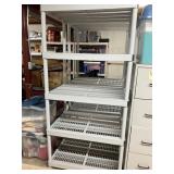 A Pair of Five-Tier Gray Plastic Utility Shelves