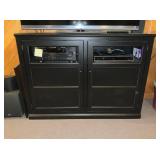 Distressed Black Two-Door Entertainment Stand