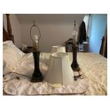 Pair of Vintage Gilded Amethyst Glass Lamps