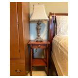 Neoclassical Table Lamp and Wooden Nightstand