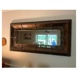 Large Mexican Style Painted Glass and Tin Mirror