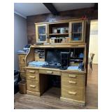 Custom-Made Oak Roll-Top Desk