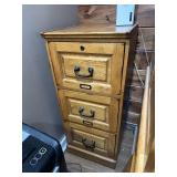 Oak Three-Drawer File CabinetSolid oak vertical