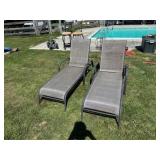 Pair of Contemporary Metal and Sling Chaise Lounge