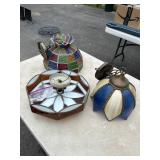 Three Leaded Slag and Cathedral Glass Fixtures