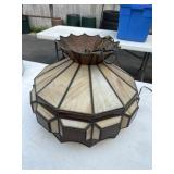 Cream Slag Glass Dodecagonal Pendant Lamp, 20th C