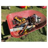 True Temper Wheelbarrow and Assorted Power Tools