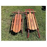 Pair of Vintage SnowKing and Flexible Flyer Sleds