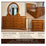 3-Piece Oak Queen Bedroom Set with