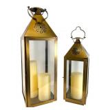 Pair of Moroccan-Style Brass Lanterns